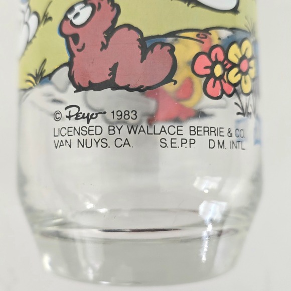 Vintage 1983‎ Smurf Glass Peyo Clumsy Smurf Cartoon Drinking Cup Collectible - Picture 8 of 10